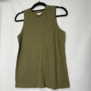 Calson Olive Green Tank Top Sleeveless Crew‎ Neck Casual Cotton Blend Womens XS